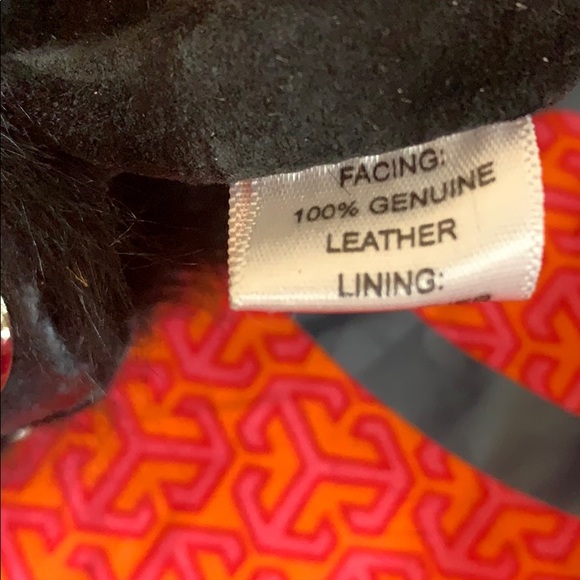 Tory Burch black Rabbit fur logo handbag w chain - Picture 7 of 8